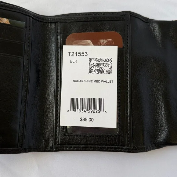 Vintage Brighton “Sugarshine Med Wallet” Chic Black Floral Embossed Wallet - Picture 7 of 7